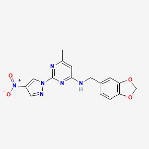 N-(1,3-benzodioxol-5-ylmethyl)-6-methyl-2-(4-nitropyrazol-1-yl)pyrimidin-4-amine