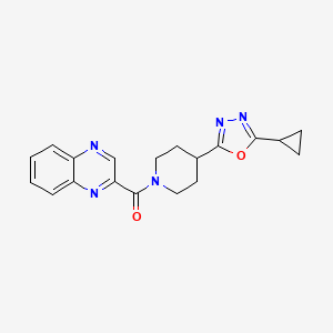 molecular formula C19H19N5O2 B2818382 (4-(5-环丙基-1,3,4-噁二唑-2-基)哌嗪-1-基)(喹喹啉-2-基)甲酮 CAS No. 1208936-70-2