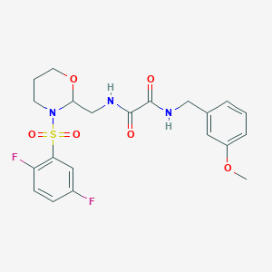 molecular formula C21H23F2N3O6S B2818386 N1-((3-((2,5-difluorophenyl)sulfonyl)-1,3-oxazinan-2-yl)methyl)-N2-(3-methoxybenzyl)oxalamide CAS No. 872976-63-1