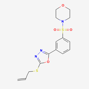 molecular formula C15H17N3O4S2 B2818388 4-((3-(5-(Allylthio)-1,3,4-oxadiazol-2-yl)phenyl)sulfonyl)morpholine CAS No. 912906-33-3