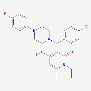 molecular formula C25H27ClFN3O2 B2818395 3-((4-chlorophenyl)(4-(4-fluorophenyl)piperazin-1-yl)methyl)-1-ethyl-4-hydroxy-6-methylpyridin-2(1H)-one CAS No. 897734-61-1