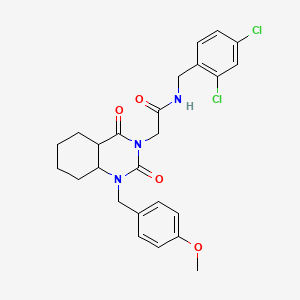 molecular formula C25H21Cl2N3O4 B2818399 N-[(2,4-dichlorophenyl)methyl]-2-{1-[(4-methoxyphenyl)methyl]-2,4-dioxo-1,2,3,4-tetrahydroquinazolin-3-yl}acetamide CAS No. 2415541-20-5