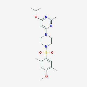 molecular formula C21H30N4O4S B2818408 4-Isopropoxy-6-(4-((4-methoxy-2,5-dimethylphenyl)sulfonyl)piperazin-1-yl)-2-methylpyrimidine CAS No. 946302-34-7