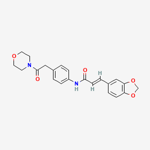 (E)-3-(benzo[d][1,3]dioxol-5-yl)-N-(4-(2-morpholino-2-oxoethyl)phenyl)acrylamide