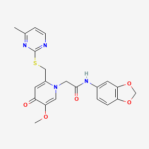 N-(benzo[d][1,3]dioxol-5-yl)-2-(5-methoxy-2-(((4-methylpyrimidin-2-yl)thio)methyl)-4-oxopyridin-1(4H)-yl)acetamide