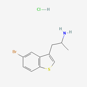 molecular formula C11H13BrClNS B2818423 1-(5-Bromo-1-benzothiophen-3-yl)propan-2-amine;hydrochloride CAS No. 2490431-86-0