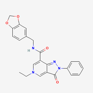N-(benzo[d][1,3]dioxol-5-ylmethyl)-5-ethyl-3-oxo-2-phenyl-3,5-dihydro-2H-pyrazolo[4,3-c]pyridine-7-carboxamide
