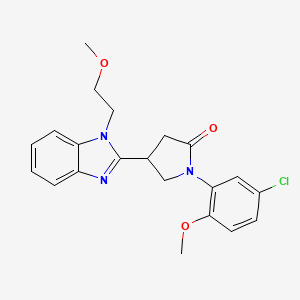 molecular formula C21H22ClN3O3 B2818464 1-(5-氯-2-甲氧基苯基)-4-[1-(2-甲氧基乙基)-1H-苯并咪唑-2-基]吡咯烷-2-酮 CAS No. 890639-24-4