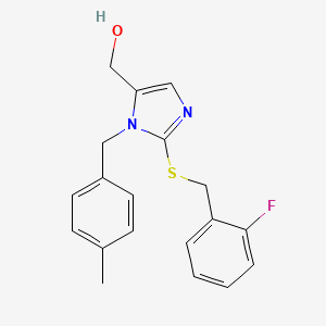 molecular formula C19H19FN2OS B2818465 (2-((2-fluorobenzyl)thio)-1-(4-methylbenzyl)-1H-imidazol-5-yl)methanol CAS No. 899999-69-0
