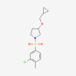 molecular formula C15H20ClNO3S B2818468 1-((3-氯-4-甲基苯基)磺酰)-3-(环丙基甲氧)吡咯啶 CAS No. 2034520-80-2