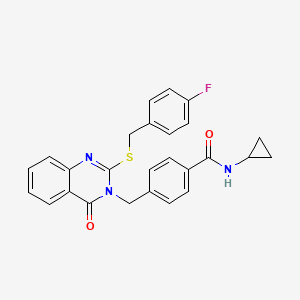 molecular formula C26H22FN3O2S B2818474 N-cyclopropyl-4-((2-((4-fluorobenzyl)thio)-4-oxoquinazolin-3(4H)-yl)methyl)benzamide CAS No. 1115549-58-0