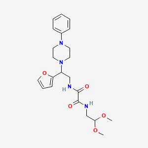 molecular formula C22H30N4O5 B2818477 N1-(2,2-dimethoxyethyl)-N2-(2-(furan-2-yl)-2-(4-phenylpiperazin-1-yl)ethyl)oxalamide CAS No. 877631-54-4