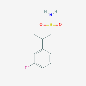 molecular formula C9H12FNO2S B2818480 2-(3-氟苯基)丙烷-1-磺酰胺 CAS No. 1892497-64-1