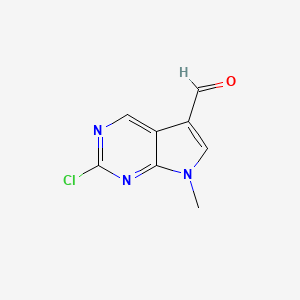 molecular formula C8H6ClN3O B2818481 2-Chloro-7-methyl-7H-pyrrolo[2,3-d]pyrimidine-5-carbaldehyde CAS No. 2092532-66-4