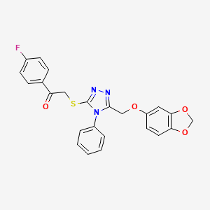 molecular formula C24H18FN3O4S B2818482 2-((5-((benzo[d][1,3]dioxol-5-yloxy)methyl)-4-phenyl-4H-1,2,4-triazol-3-yl)thio)-1-(4-fluorophenyl)ethanone CAS No. 609792-69-0