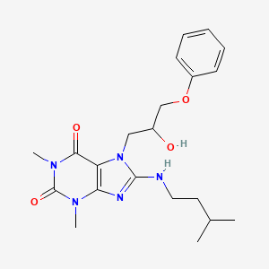 molecular formula C21H29N5O4 B2818483 7-(2-hydroxy-3-phenoxypropyl)-8-(isopentylamino)-1,3-dimethyl-1H-purine-2,6(3H,7H)-dione CAS No. 941873-92-3
