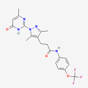 molecular formula C20H20F3N5O3 B2818484 3-(3,5-dimethyl-1-(4-methyl-6-oxo-1,6-dihydropyrimidin-2-yl)-1H-pyrazol-4-yl)-N-(4-(trifluoromethoxy)phenyl)propanamide CAS No. 1170199-12-8