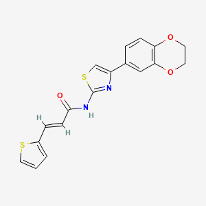 (E)-N-(4-(2,3-dihydrobenzo[b][1,4]dioxin-6-yl)thiazol-2-yl)-3-(thiophen-2-yl)acrylamide