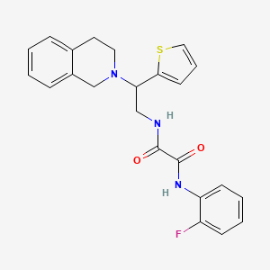 molecular formula C23H22FN3O2S B2818490 N1-(2-(3,4-dihydroisoquinolin-2(1H)-yl)-2-(thiophen-2-yl)ethyl)-N2-(2-fluorophenyl)oxalamide CAS No. 898424-74-3