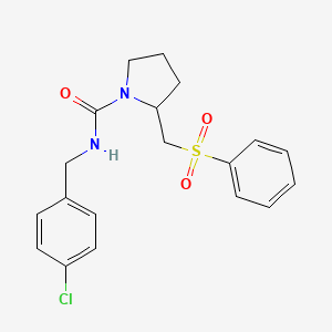molecular formula C19H21ClN2O3S B2818510 N-(4-氯苄基)-2-((苯基磺酰基)甲基)吡咯啶-1-甲酰胺 CAS No. 1448030-62-3