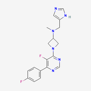 molecular formula C18H18F2N6 B2818512 1-[5-Fluoro-6-(4-fluorophenyl)pyrimidin-4-yl]-N-(1H-imidazol-5-ylmethyl)-N-methylazetidin-3-amine CAS No. 2380190-92-9