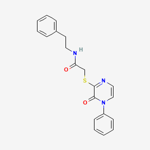 molecular formula C20H19N3O2S B2818518 2-[(3-oxo-4-phenyl-3,4-dihydropyrazin-2-yl)thio]-N-(2-phenylethyl)acetamide CAS No. 895123-48-5