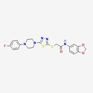 molecular formula C21H20FN5O3S2 B2818520 N-(benzo[d][1,3]dioxol-5-yl)-2-((5-(4-(4-fluorophenyl)piperazin-1-yl)-1,3,4-thiadiazol-2-yl)thio)acetamide CAS No. 1105251-97-5