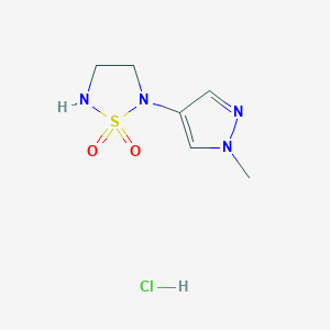molecular formula C6H11ClN4O2S B2818523 2-(1-Methylpyrazol-4-yl)-1,2,5-thiadiazolidine 1,1-dioxide;hydrochloride CAS No. 2287282-42-0
