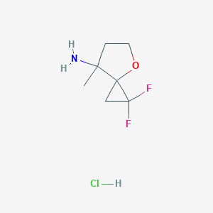 molecular formula C7H12ClF2NO B2818526 1,1-Difluoro-7-methyl-4-oxaspiro[2.4]heptan-7-amine hydrochloride CAS No. 2225147-33-9