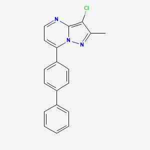 molecular formula C19H14ClN3 B2818530 7-[1,1'-Biphenyl]-4-yl-3-chloro-2-methylpyrazolo[1,5-a]pyrimidine CAS No. 861209-58-7
