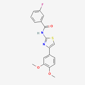 molecular formula C18H15FN2O3S B2818535 N-[4-(3,4-dimethoxyphenyl)-1,3-thiazol-2-yl]-3-fluorobenzamide CAS No. 330201-46-2