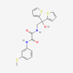 molecular formula C19H18N2O3S3 B2818543 N1-(2-羟基-2,2-二(噻吩-2-基)乙基)-N2-(3-(甲硫基)苯基)草酰胺 CAS No. 2034478-23-2