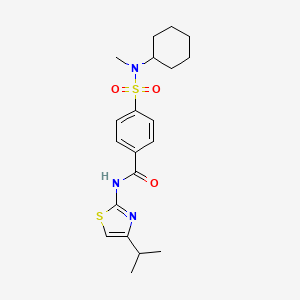 molecular formula C20H27N3O3S2 B2818553 4-(N-cyclohexyl-N-methylsulfamoyl)-N-(4-isopropylthiazol-2-yl)benzamide CAS No. 1226436-70-9