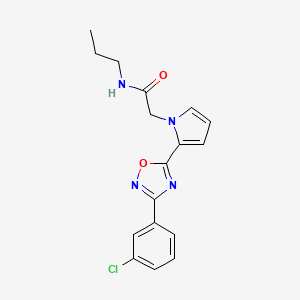 molecular formula C17H17ClN4O2 B2818562 2-(2-(3-(3-chlorophenyl)-1,2,4-oxadiazol-5-yl)-1H-pyrrol-1-yl)-N-propylacetamide CAS No. 1260935-31-6