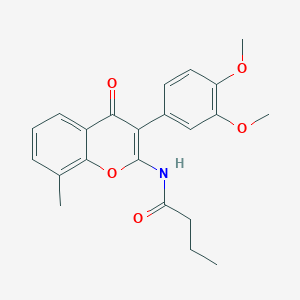 molecular formula C22H23NO5 B2818563 N-[3-(3,4-dimethoxyphenyl)-8-methyl-4-oxo-4H-chromen-2-yl]butanamide CAS No. 883962-09-2