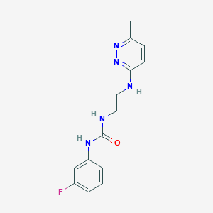 molecular formula C14H16FN5O B2818567 1-(3-Fluorophenyl)-3-(2-((6-methylpyridazin-3-yl)amino)ethyl)urea CAS No. 1170016-52-0