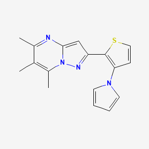 molecular formula C17H16N4S B2818568 5,6,7-trimethyl-2-[3-(1H-pyrrol-1-yl)-2-thienyl]pyrazolo[1,5-a]pyrimidine CAS No. 478039-43-9