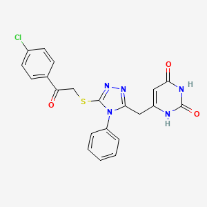 molecular formula C21H16ClN5O3S B2818572 6-((5-((2-(4-氯苯基)-2-氧代乙基)硫基)-4-苯基-4H-1,2,4-三唑-3-基)甲基)嘧啶-2,4(1H,3H)-二酮 CAS No. 852047-29-1