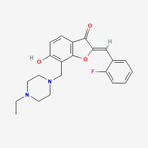 molecular formula C22H23FN2O3 B2818573 (2Z)-7-[(4-ethylpiperazin-1-yl)methyl]-2-(2-fluorobenzylidene)-6-hydroxy-1-benzofuran-3(2H)-one CAS No. 869078-61-5