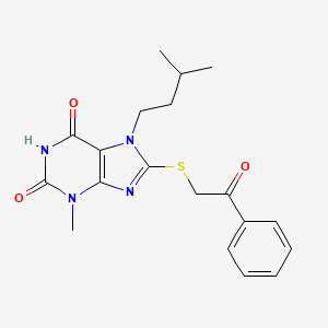 7-isopentyl-3-methyl-8-((2-oxo-2-phenylethyl)thio)-1H-purine-2,6(3H,7H)-dione