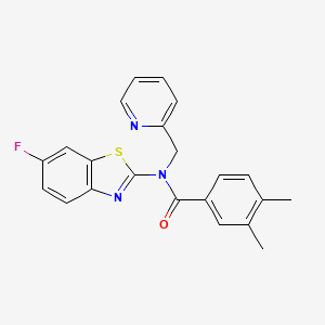 molecular formula C22H18FN3OS B2818597 N-(6-氟苯并[2,3-d]噻唑-2-基)-3,4-二甲基-N-(吡啶-2-基甲基)苯甲酰胺 CAS No. 942003-27-2