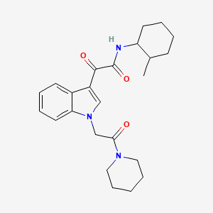 molecular formula C24H31N3O3 B2818608 N-(2-methylcyclohexyl)-2-oxo-2-(1-(2-oxo-2-(piperidin-1-yl)ethyl)-1H-indol-3-yl)acetamide CAS No. 872861-21-7