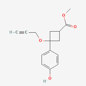 molecular formula C15H16O4 B2818621 Methyl 3-(4-hydroxyphenyl)-3-prop-2-ynoxycyclobutane-1-carboxylate CAS No. 2260931-06-2