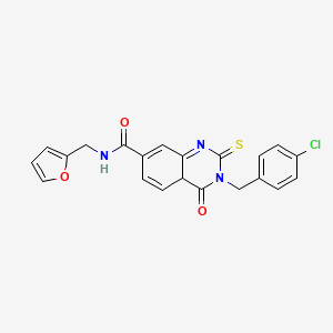 molecular formula C21H16ClN3O3S B2818623 3-[(4-氯苯基)甲基]-N-[(呋喃-2-基)甲基]-4-氧代-2-硫代-1,2,3,4-四氢喹唑啉-7-羧酰胺 CAS No. 422529-14-4