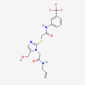 molecular formula C18H19F3N4O3S B2818661 N-allyl-2-(5-(hydroxymethyl)-2-((2-oxo-2-((3-(trifluoromethyl)phenyl)amino)ethyl)thio)-1H-imidazol-1-yl)acetamide CAS No. 921796-05-6