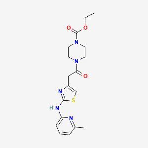 molecular formula C18H23N5O3S B2818675 乙基-4-(2-(2-((6-甲基吡啶-2-基)氨基)噻唑-4-基)乙酰哌嗪-1-羧酸酯 CAS No. 1226435-25-1