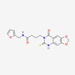 molecular formula C18H17N3O5S B2818677 N-(2-furylmethyl)-4-(8-oxo-6-thioxo-5,8-dihydro[1,3]dioxolo[4,5-g]quinazolin-7(6H)-yl)butanamide CAS No. 896704-70-4