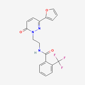 molecular formula C18H14F3N3O3 B2818692 N-(2-(3-(furan-2-yl)-6-oxopyridazin-1(6H)-yl)ethyl)-2-(trifluoromethyl)benzamide CAS No. 946365-36-2