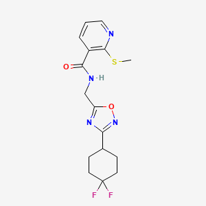 molecular formula C16H18F2N4O2S B2818693 N-((3-(4,4-difluorocyclohexyl)-1,2,4-oxadiazol-5-yl)methyl)-2-(methylthio)nicotinamide CAS No. 2034518-77-7