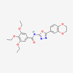 molecular formula C23H25N3O7 B2818711 N-[5-(2,3-dihydro-1,4-benzodioxin-6-yl)-1,3,4-oxadiazol-2-yl]-3,4,5-triethoxybenzamide CAS No. 887873-67-8